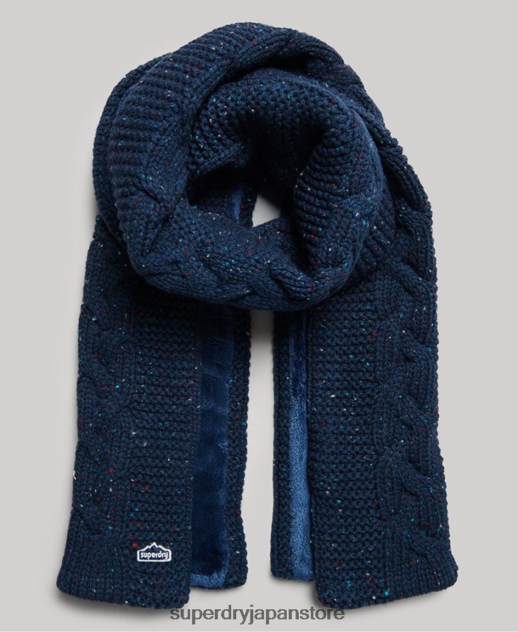 ケーブルニットスカーフ 女性 Superdry アクセサリー 海軍 2J62PZ4251