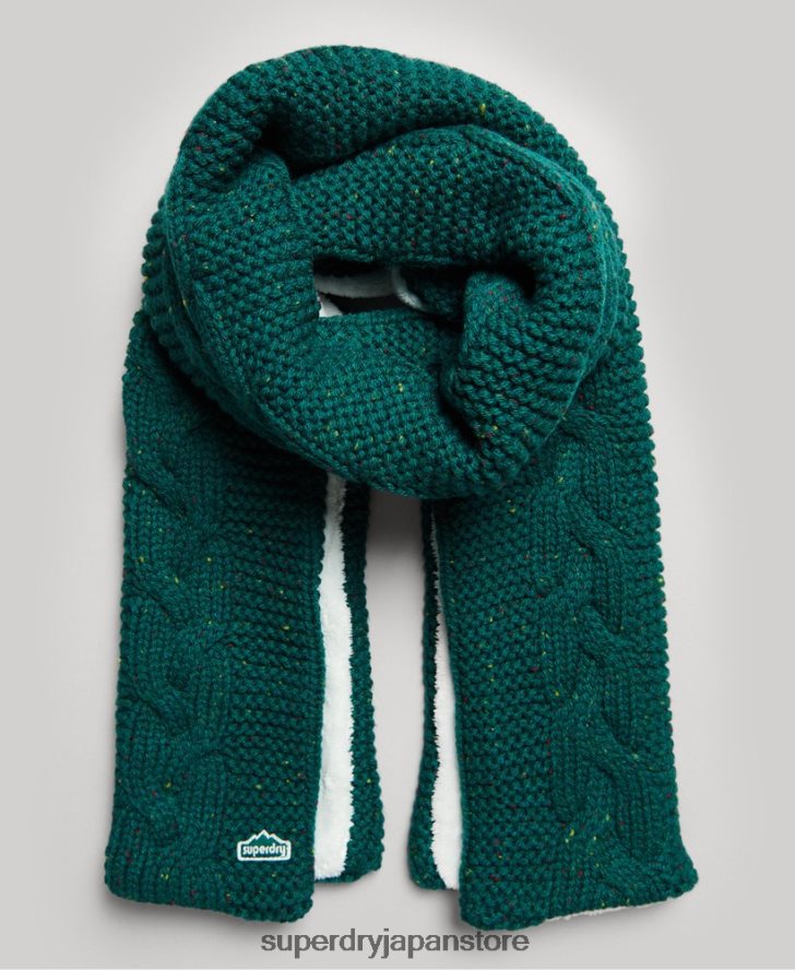 ケーブルニットスカーフ 女性 Superdry アクセサリー 緑 2J62PZ4254