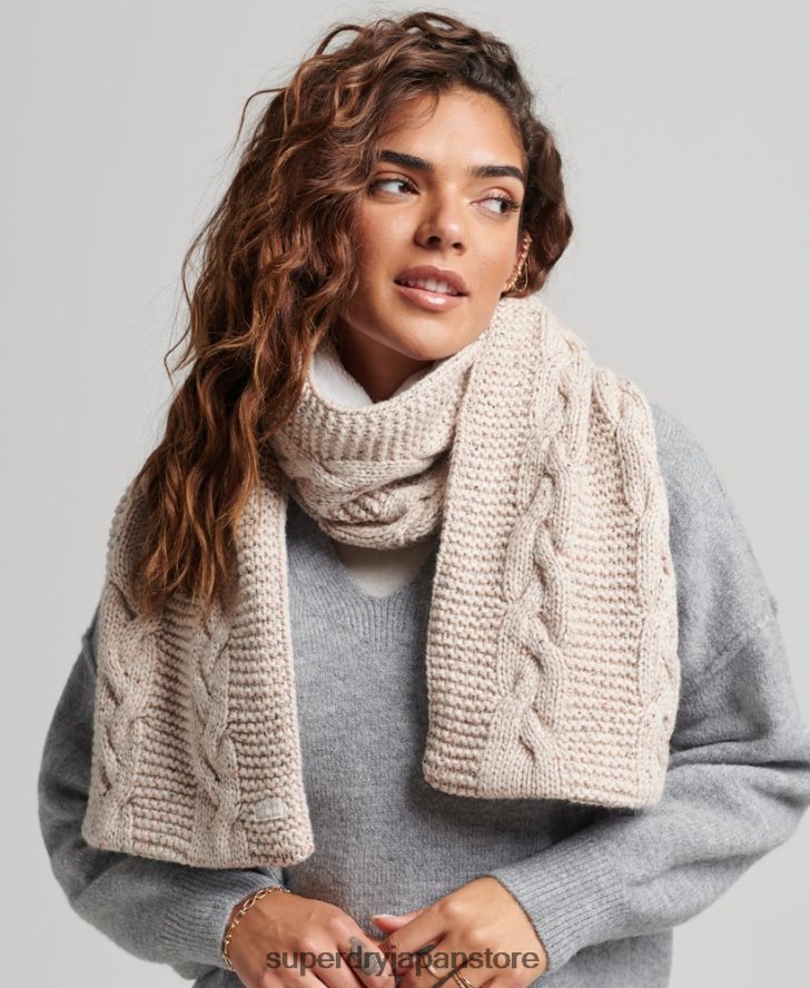 ケーブルニットスカーフ 女性 Superdry アクセサリー ベージュ 2J62PZ4255