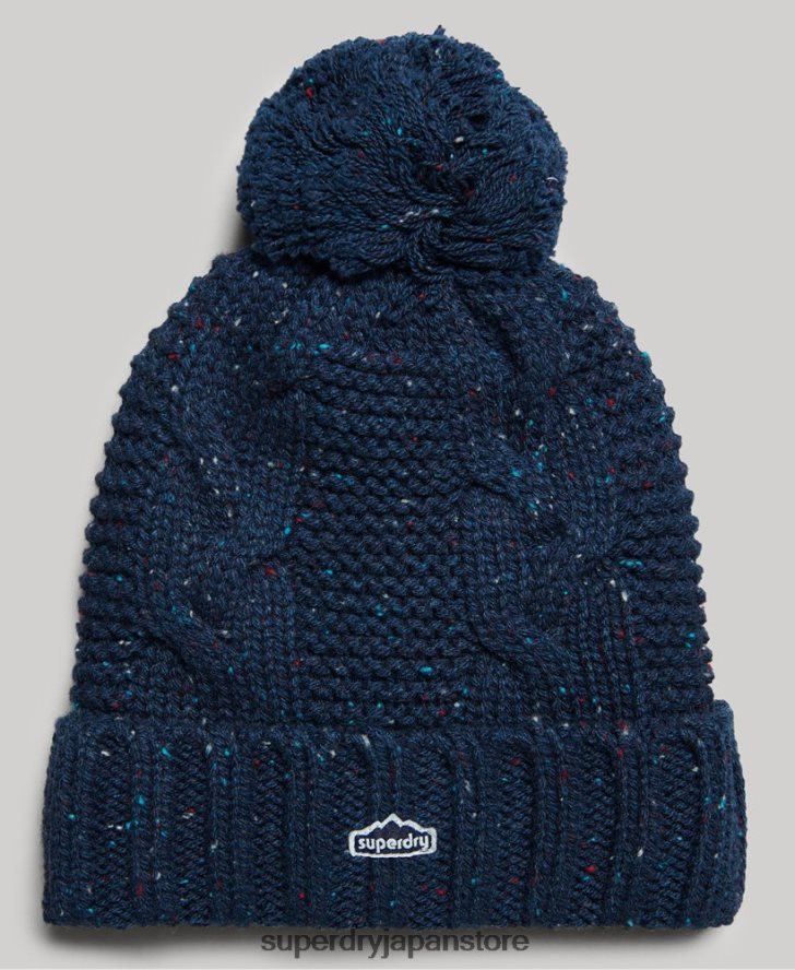 ケーブルニットボブルビーニー 女性 Superdry アクセサリー 海軍 2J62PZ4257