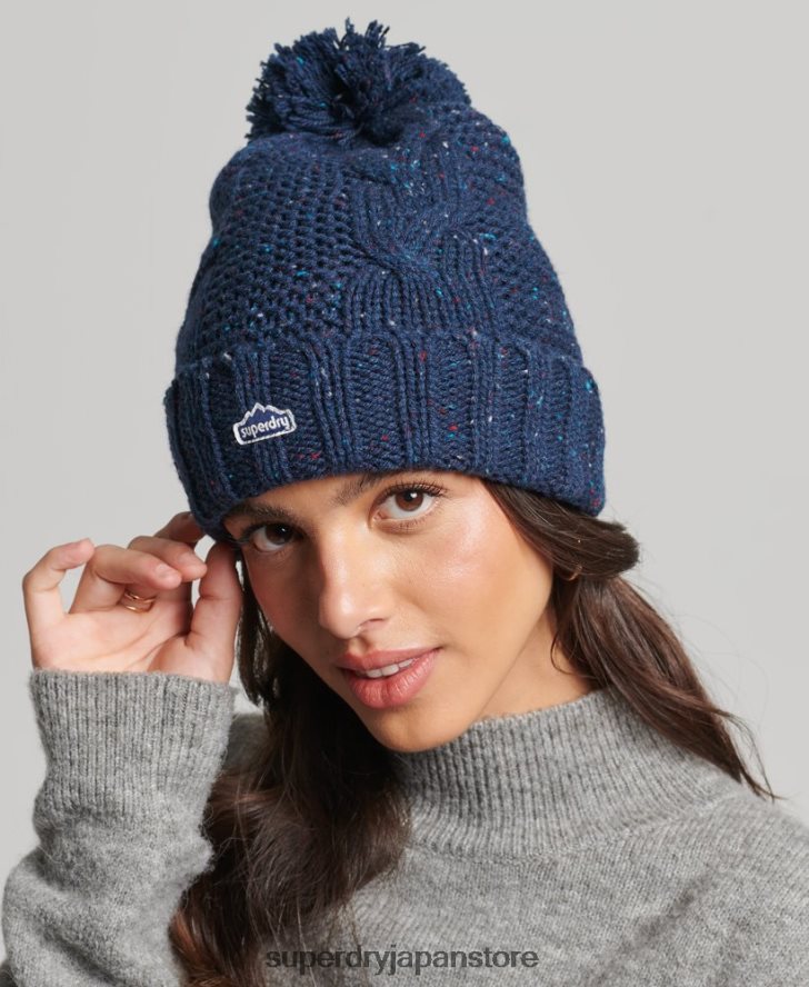 ケーブルニットボブルビーニー 女性 Superdry アクセサリー 海軍 2J62PZ4257