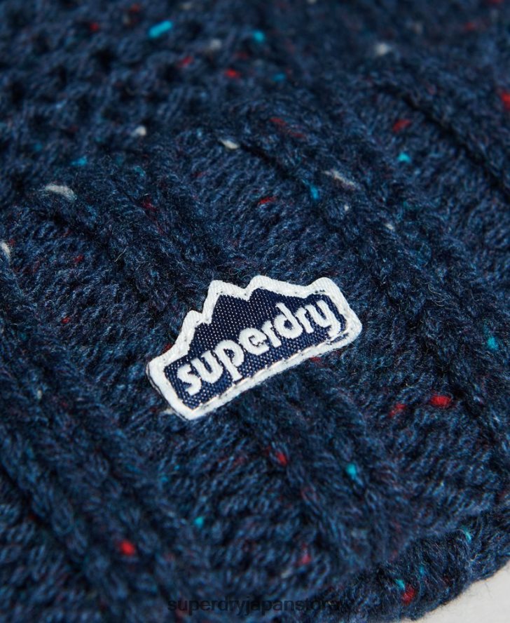 ケーブルニットボブルビーニー 女性 Superdry アクセサリー 海軍 2J62PZ4257
