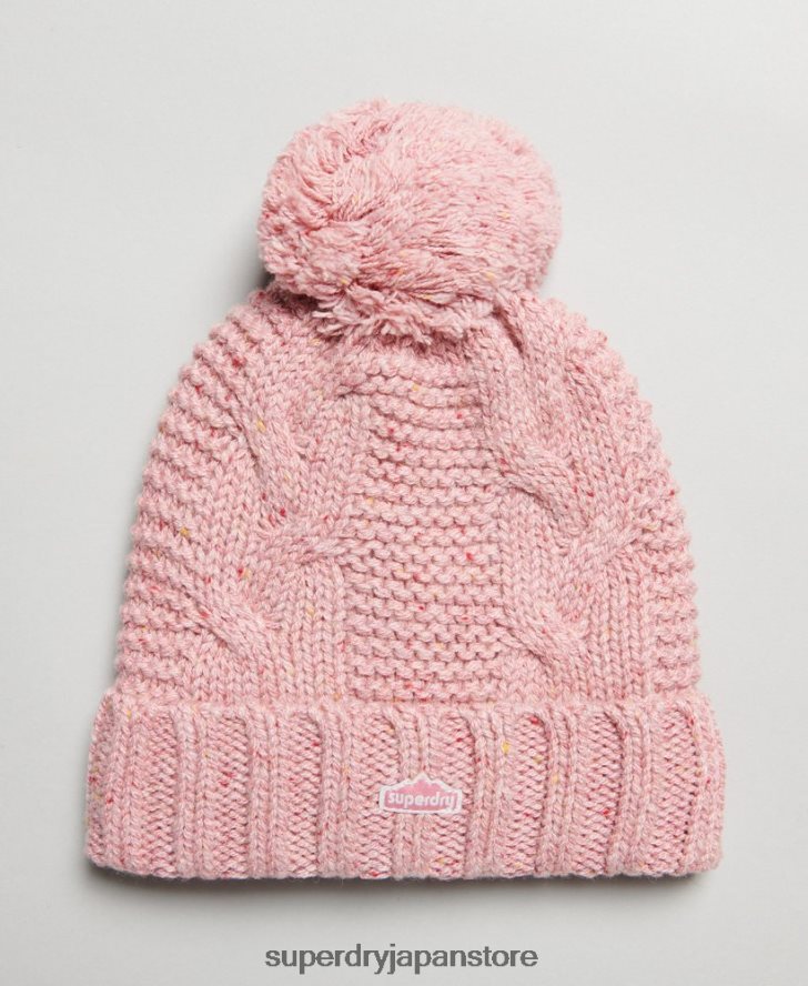 ケーブルニットボブルビーニー 女性 Superdry アクセサリー ピンク 2J62PZ4258