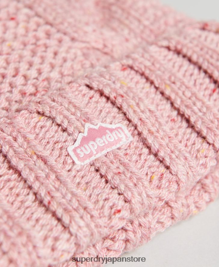 ケーブルニットボブルビーニー 女性 Superdry アクセサリー ピンク 2J62PZ4258