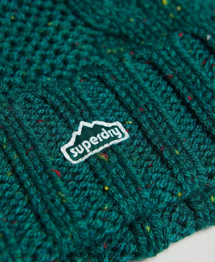 ケーブルニットボブルビーニー 女性 Superdry アクセサリー 緑 2J62PZ4260