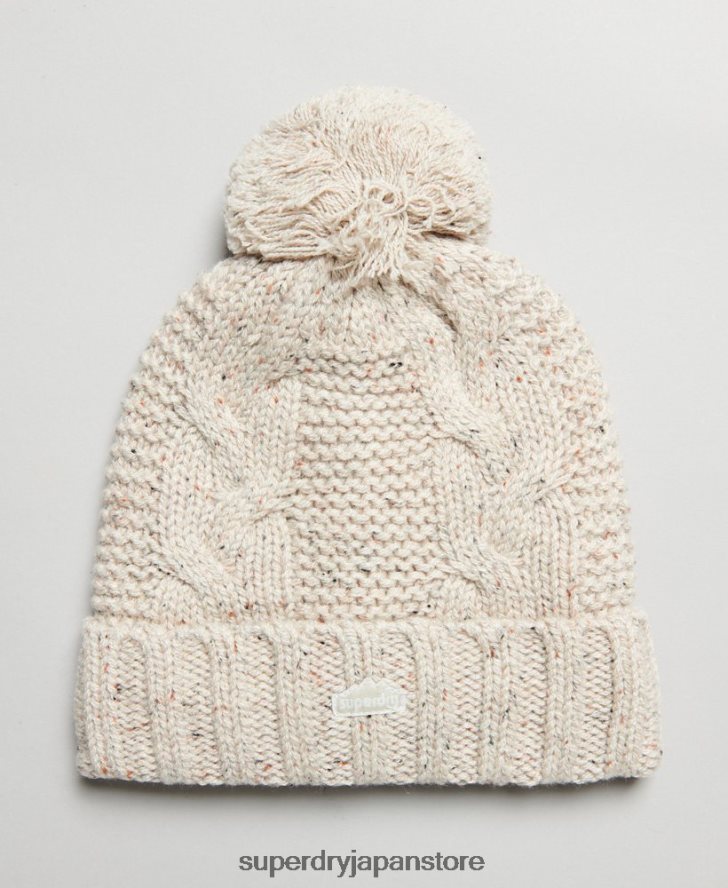 ケーブルニットボブルビーニー 女性 Superdry アクセサリー ベージュ 2J62PZ4261
