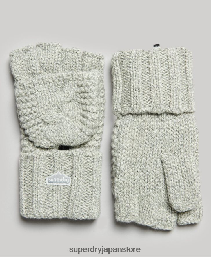 ケーブルニット手袋 女性 Superdry アクセサリー ライトグレー 2J62PZ4262