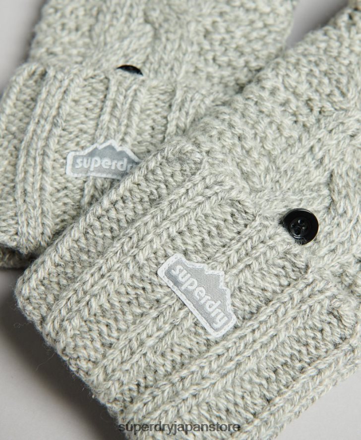 ケーブルニット手袋 女性 Superdry アクセサリー ライトグレー 2J62PZ4262