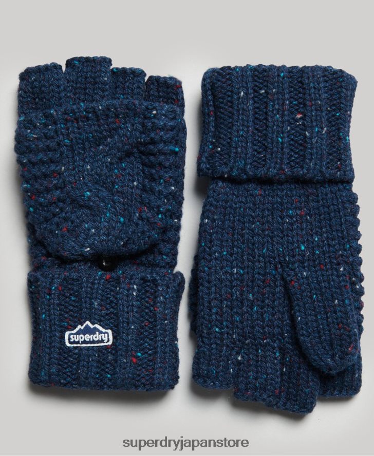 ケーブルニット手袋 女性 Superdry アクセサリー 海軍 2J62PZ4263
