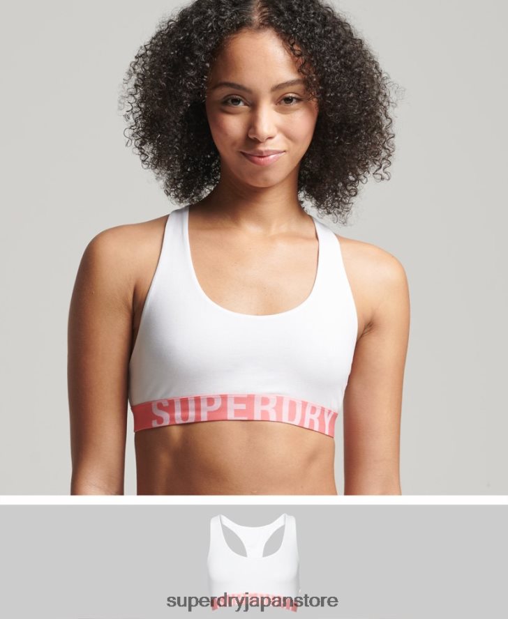 オーガニックコットンの大きなロゴクロップブラレット 女性 Superdry 衣類 白 2J62PZ4275