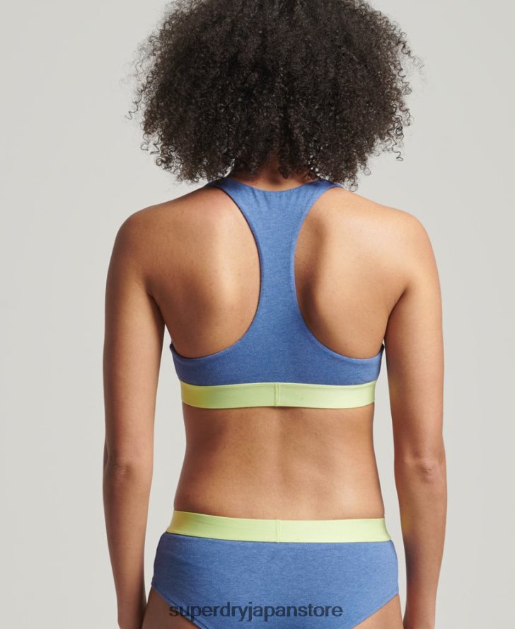 オーガニックコットンの大きなロゴクロップブラレット 女性 Superdry 衣類 青 2J62PZ4277