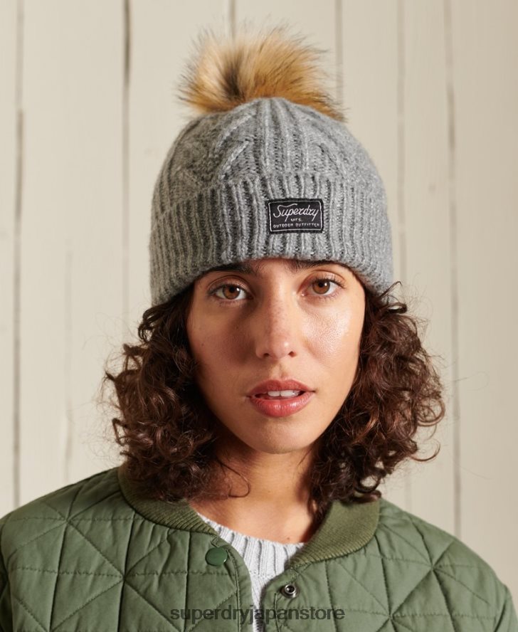 ケーブルラックスビーニー 女性 Superdry アクセサリー ライトグレー 2J62PZ4279
