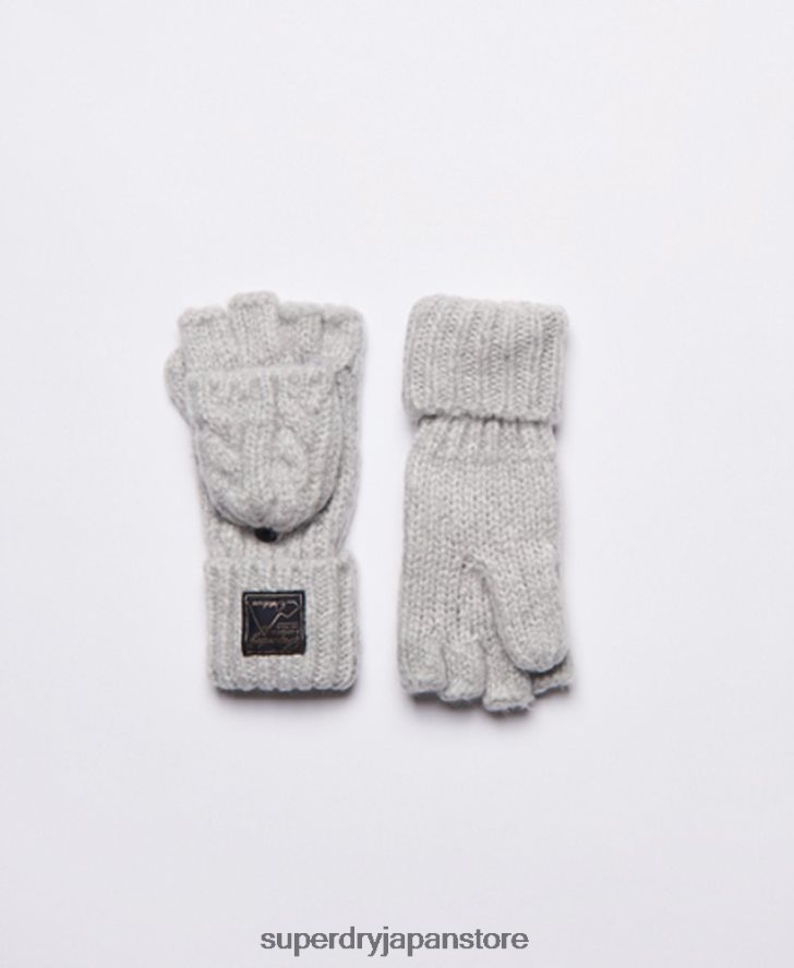 ツイードケーブル手袋 女性 Superdry アクセサリー グレー 2J62PZ4286