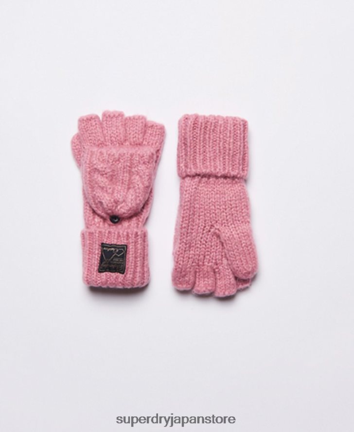ツイードケーブル手袋 女性 Superdry アクセサリー ピンク 2J62PZ4289
