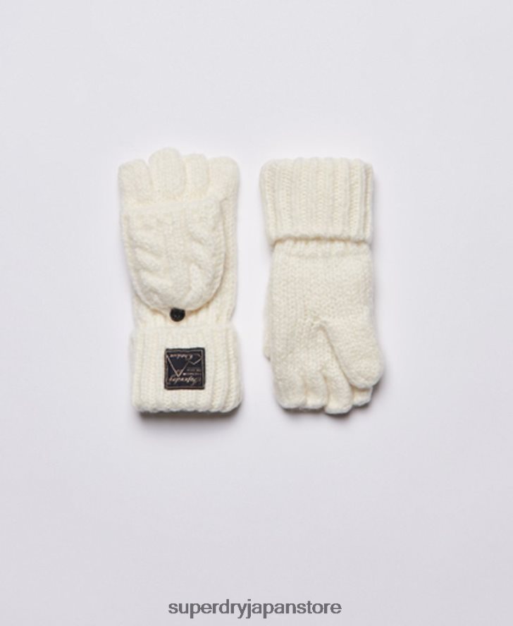 ツイードケーブル手袋 女性 Superdry アクセサリー 白 2J62PZ4290