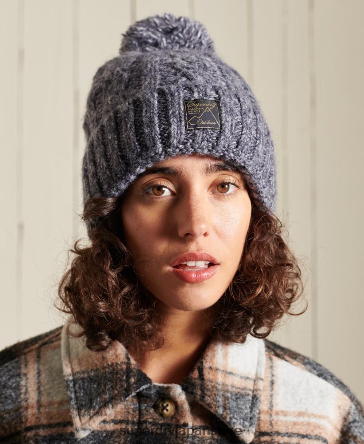 ツイードケーブルビーニー 女性 Superdry アクセサリー 海軍 2J62PZ4293