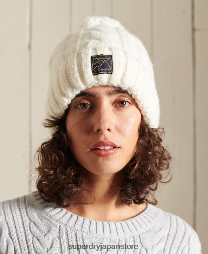 ツイードケーブルビーニー 女性 Superdry アクセサリー 白 2J62PZ4295