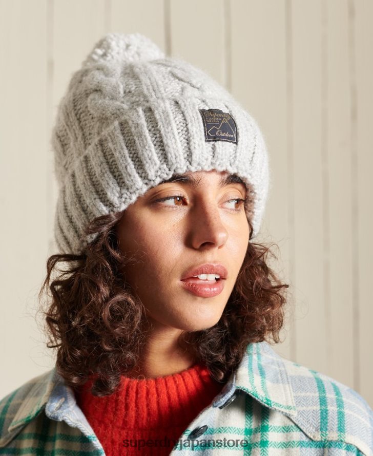 ツイードケーブルビーニー 女性 Superdry アクセサリー ライトグレー 2J62PZ4296