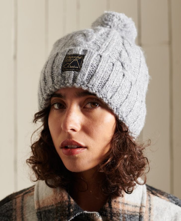 ツイードケーブルビーニー 女性 Superdry アクセサリー グレー 2J62PZ4297