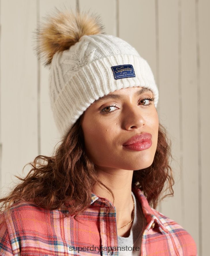 ケーブルラックスビーニー 女性 Superdry アクセサリー 白 2J62PZ4298