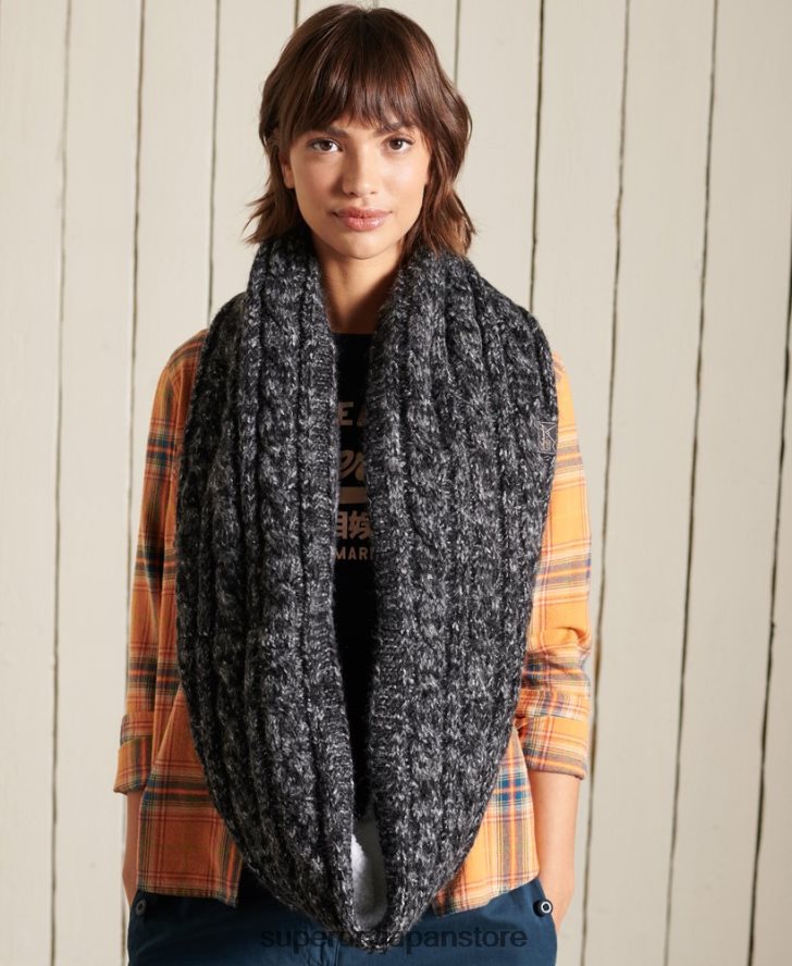 ツイードケーブルスヌード 女性 Superdry アクセサリー 黒 2J62PZ4299