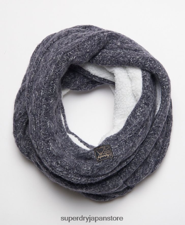ツイードケーブルスヌード 女性 Superdry アクセサリー 海軍 2J62PZ4302