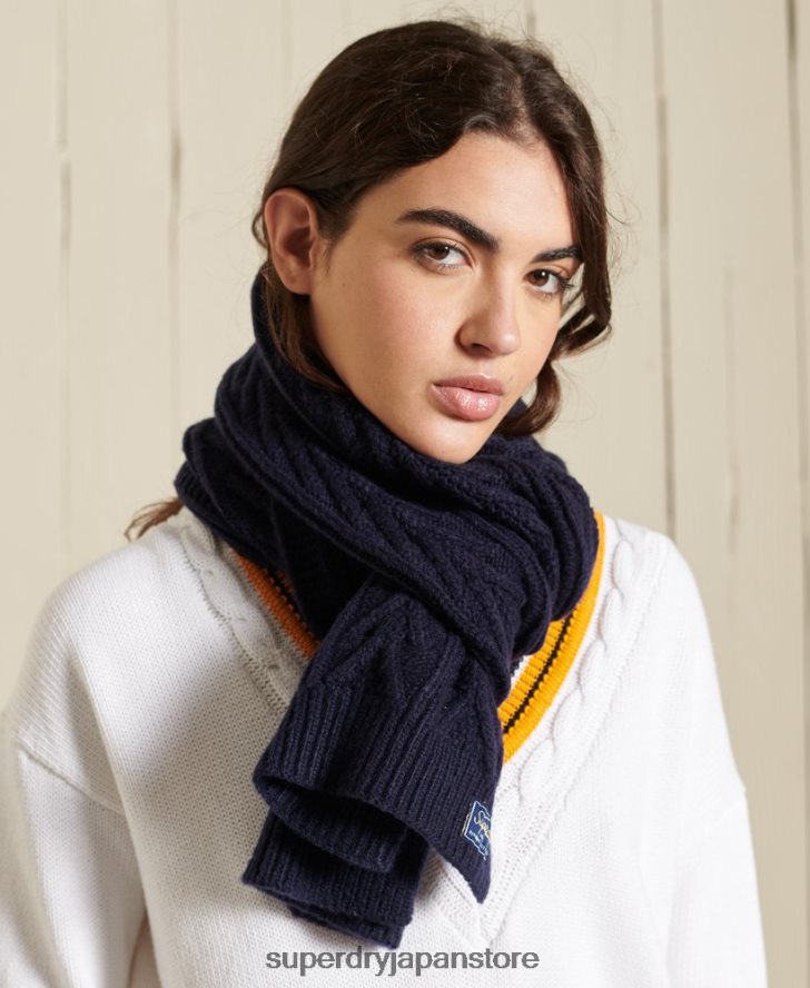 ケーブルラックススカーフ 女性 Superdry アクセサリー 海軍 2J62PZ4304