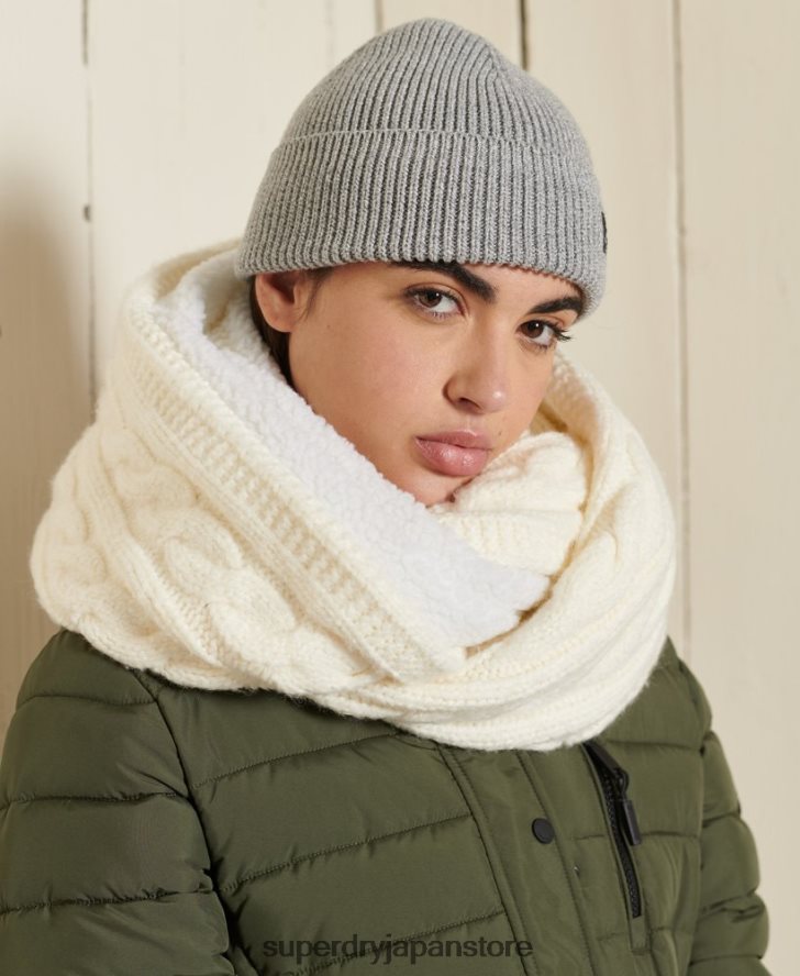 ツイードケーブルスヌード 女性 Superdry アクセサリー 白 2J62PZ4305
