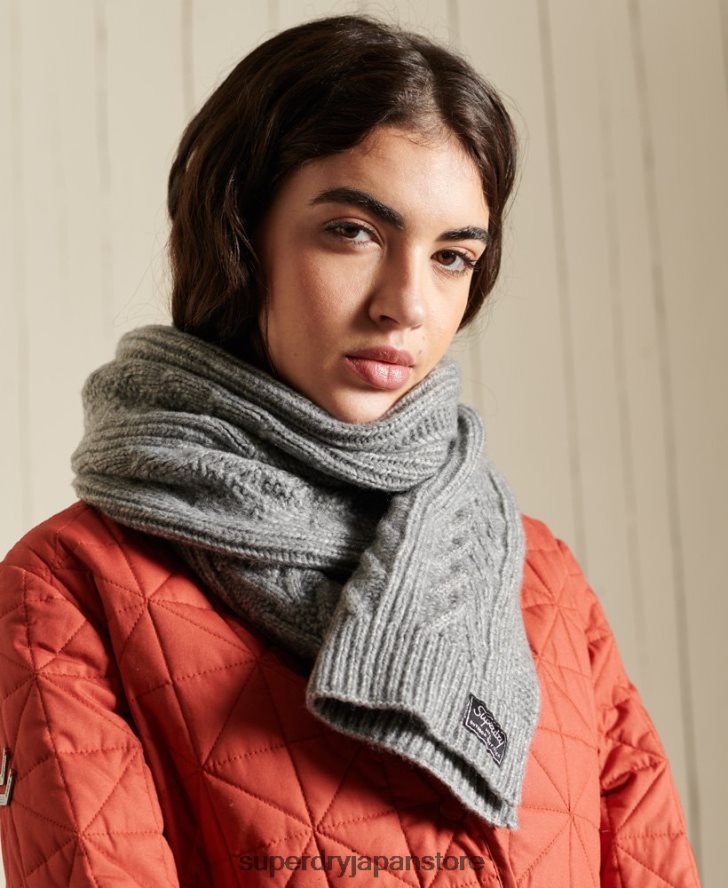 ケーブルラックススカーフ 女性 Superdry アクセサリー ライトグレー 2J62PZ4306