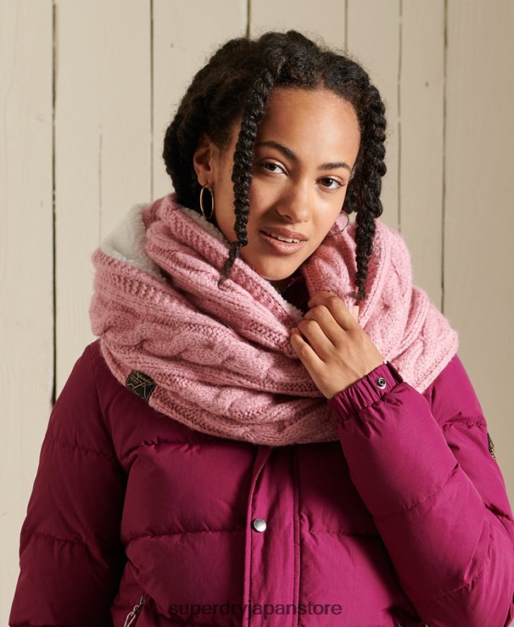 ツイードケーブルスヌード 女性 Superdry アクセサリー ピンク 2J62PZ4308
