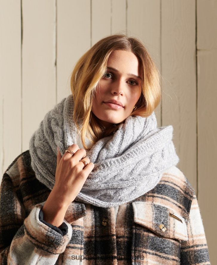 ツイードケーブルスヌード 女性 Superdry アクセサリー グレー 2J62PZ4309