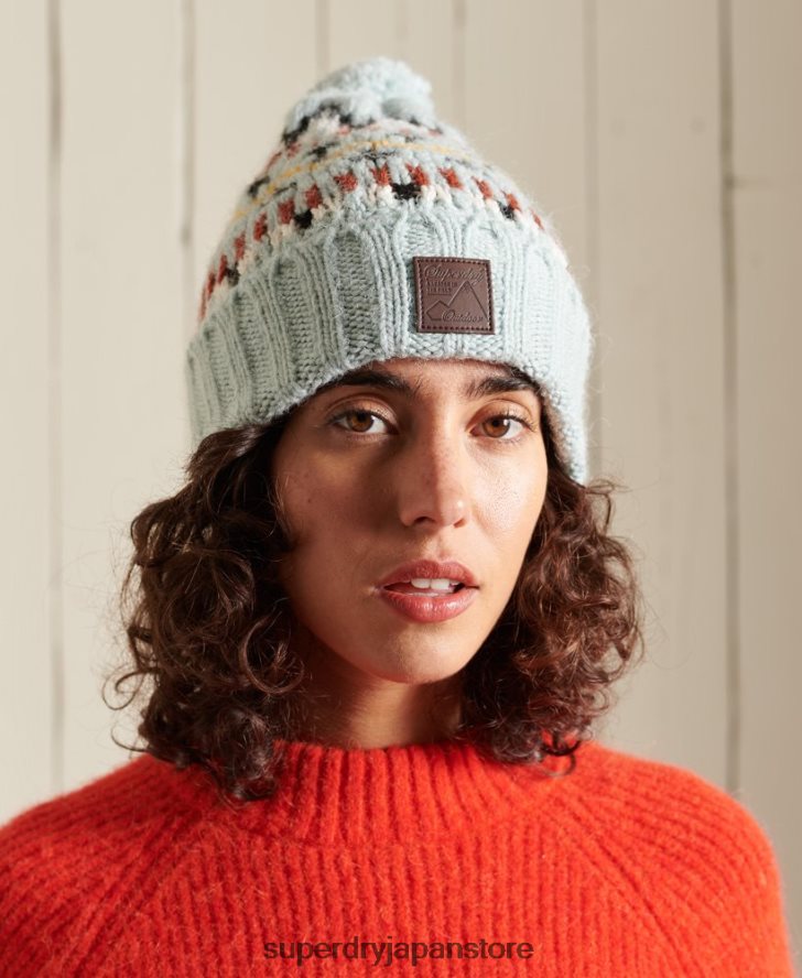 インターシャビーニー帽 女性 Superdry アクセサリー 青 2J62PZ4310