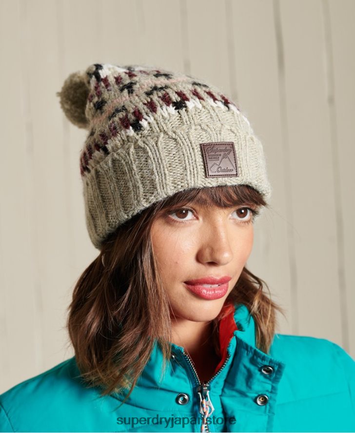 インターシャビーニー帽 女性 Superdry アクセサリー ベージュ 2J62PZ4311