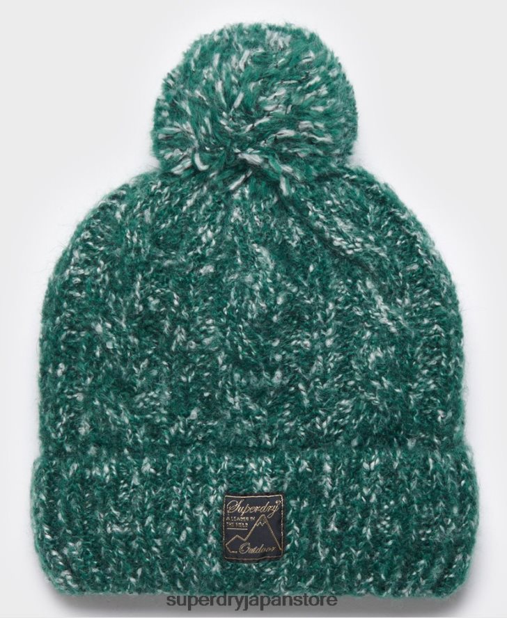 ツイードケーブルビーニー 女性 Superdry アクセサリー 緑 2J62PZ4312