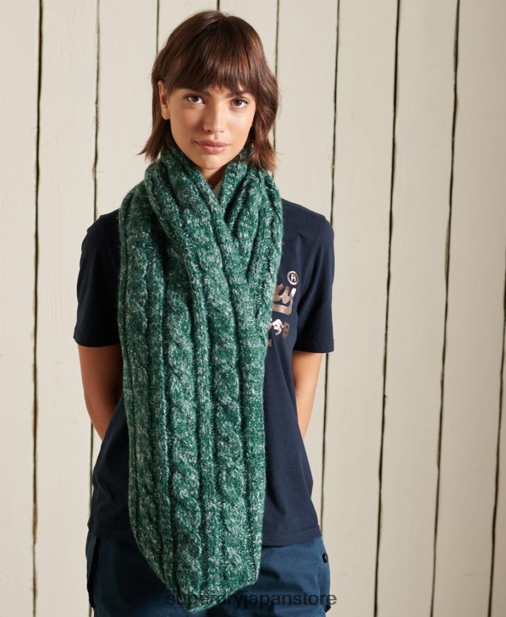 ツイードケーブルスヌード 女性 Superdry アクセサリー 緑 2J62PZ4313