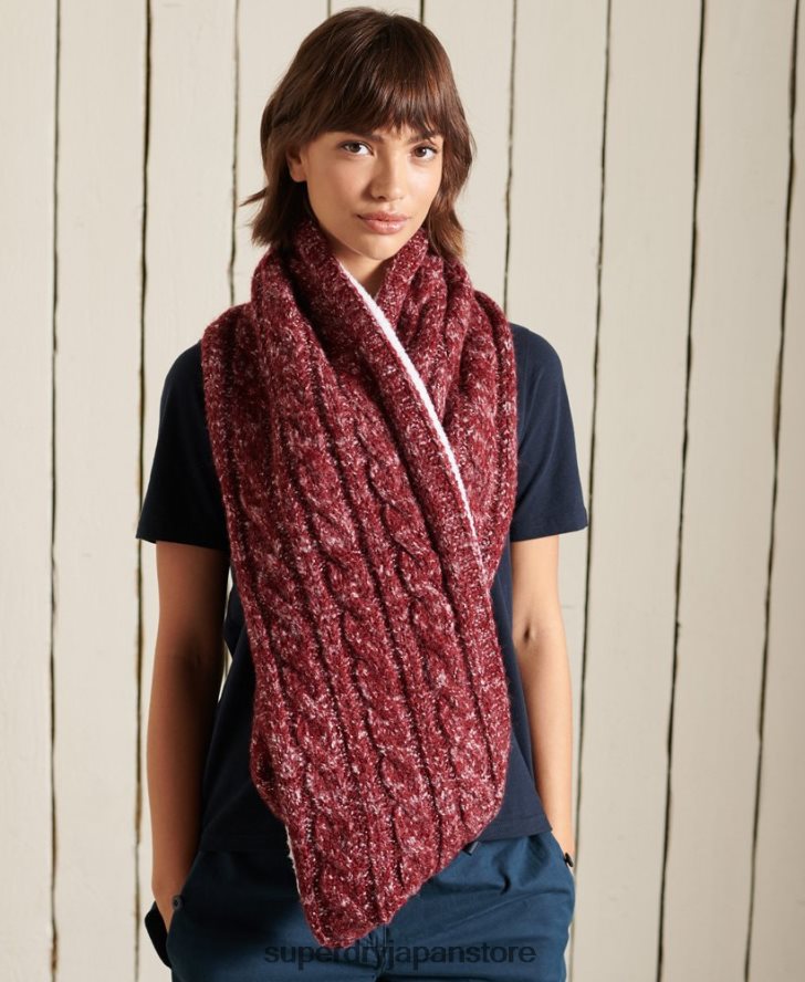 ツイードケーブルスヌード 女性 Superdry アクセサリー 赤 2J62PZ4314