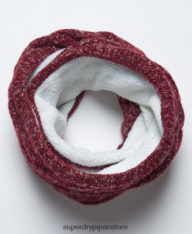 ツイードケーブルスヌード 女性 Superdry アクセサリー 赤 2J62PZ4314