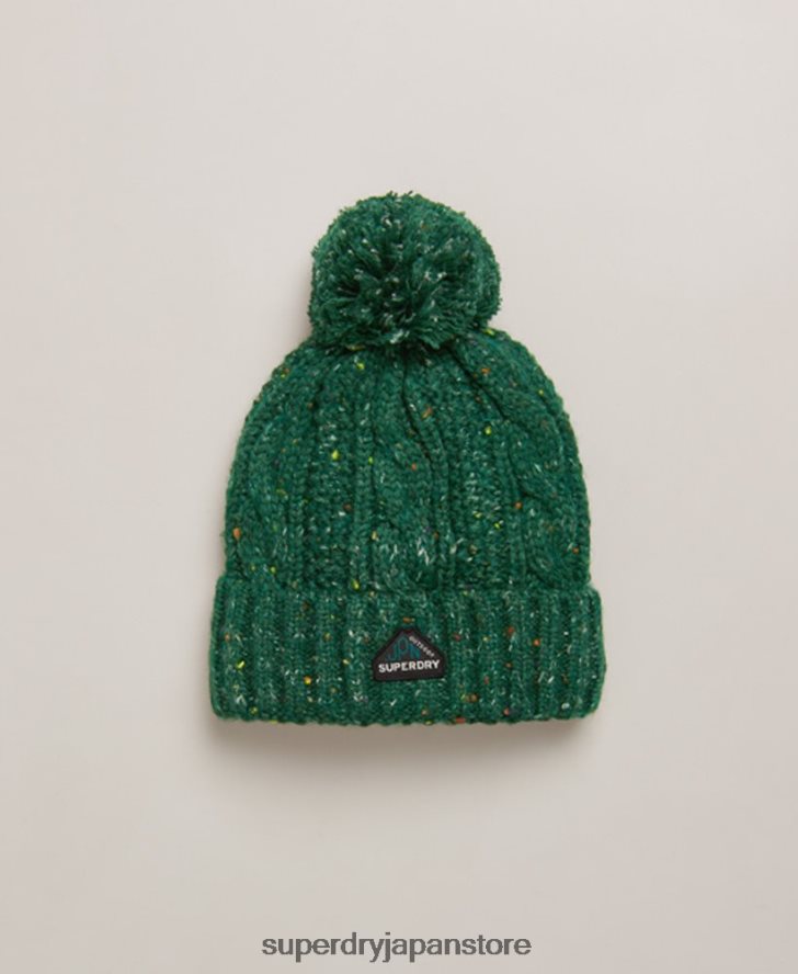 グレイシー ケーブル ビーニー帽 女性 Superdry アクセサリー 緑 2J62PZ4321