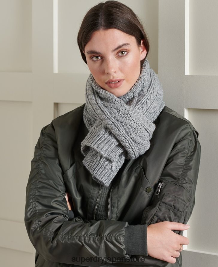 ランナーケーブルスカーフ 女性 Superdry アクセサリー グレー 2J62PZ4327