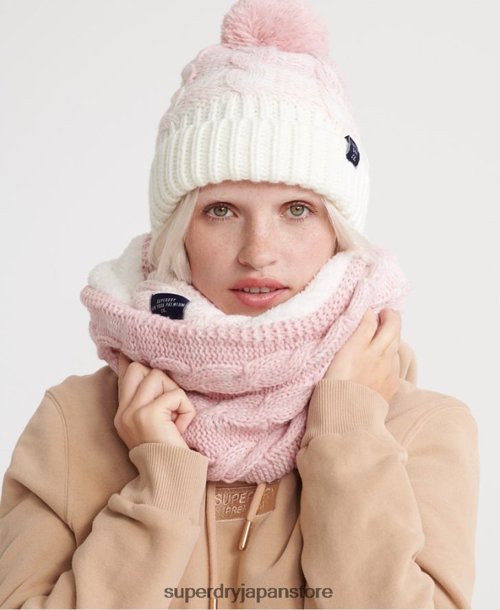クラリー ケーブルスヌード 女性 Superdry アクセサリー ピンク 2J62PZ4333