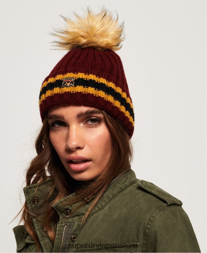 エイミーストライプリブビーニー 女性 Superdry アクセサリー 赤 2J62PZ4339