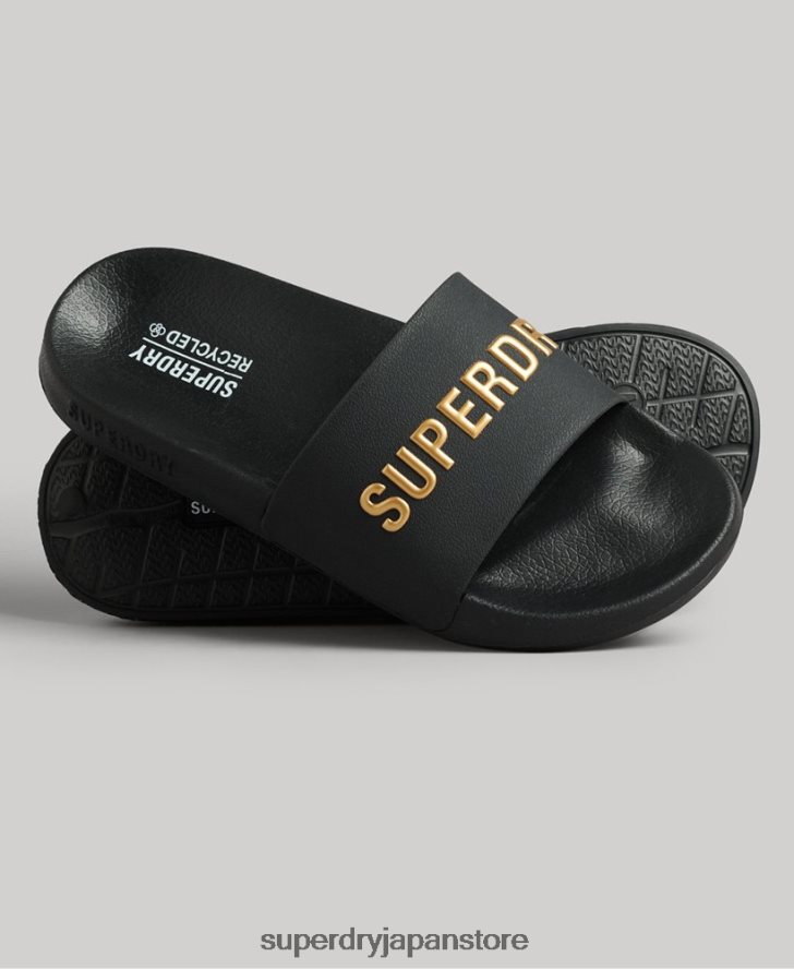 コードロゴプールスライダー 女性 Superdry 靴 黒 2J62PZ4345