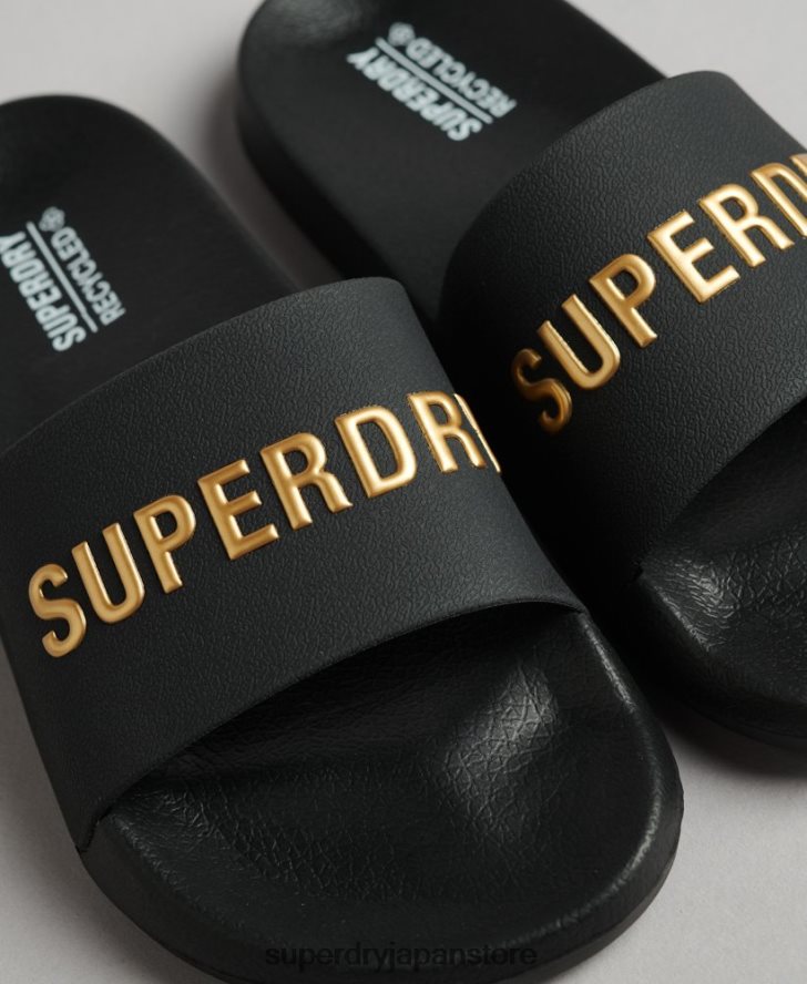 コードロゴプールスライダー 女性 Superdry 靴 黒 2J62PZ4345