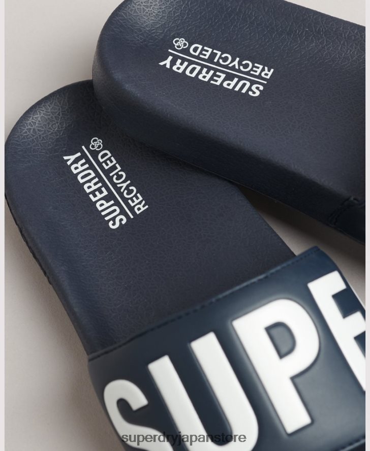 コードコアプールスライダー 女性 Superdry 靴 海軍 2J62PZ4359