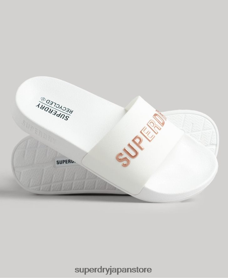 コードロゴプールスライダー 女性 Superdry 靴 白 2J62PZ4369