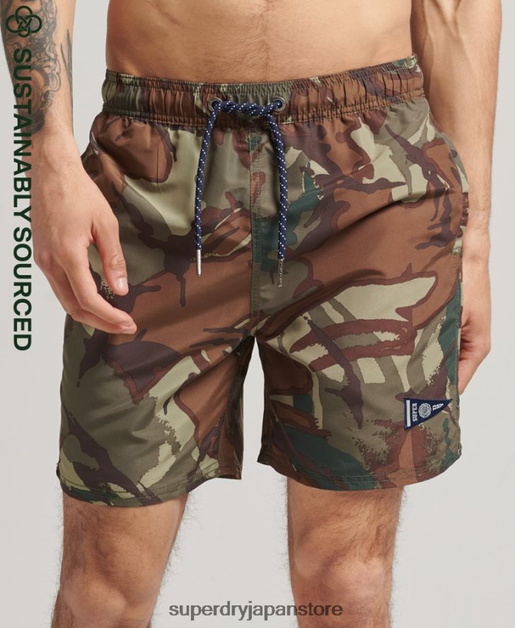 ヴィンテージバーシティリサイクルスイムショーツ 男性 Superdry 衣類 緑 2J62PZ437