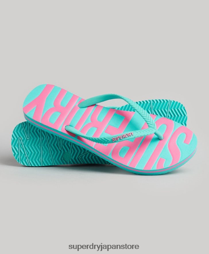 ヴィンテージビーガンビーチサンダル 女性 Superdry 靴 青 2J62PZ4375