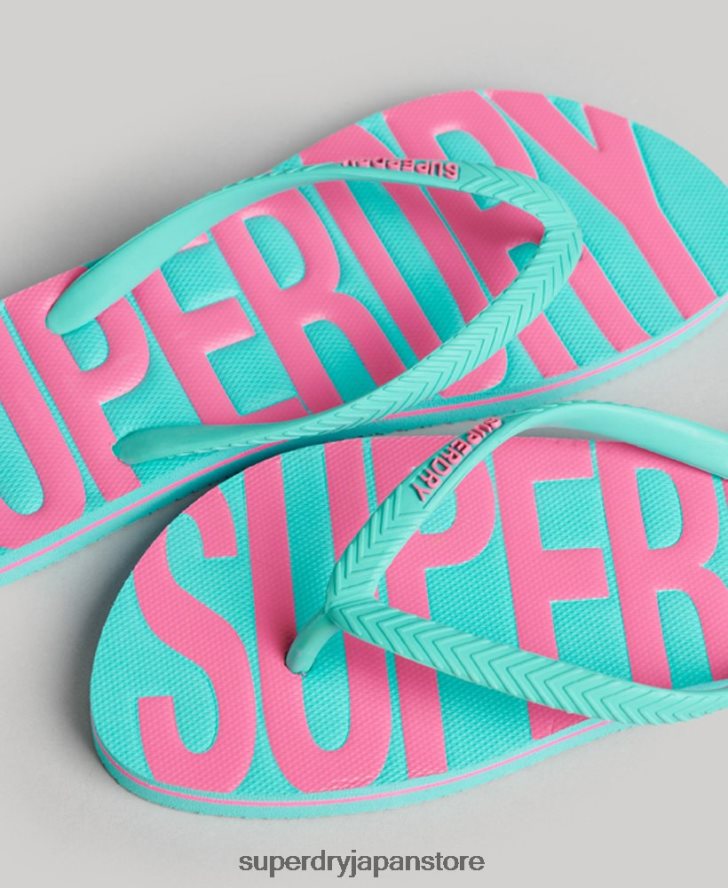 ヴィンテージビーガンビーチサンダル 女性 Superdry 靴 青 2J62PZ4375