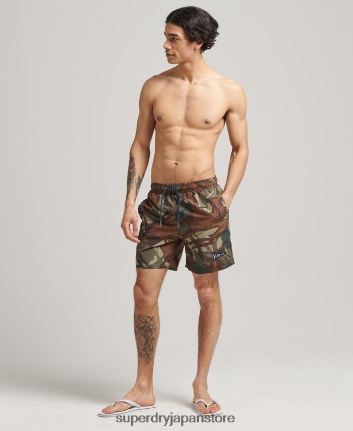 ヴィンテージバーシティリサイクルスイムショーツ 男性 Superdry 衣類 緑 2J62PZ437