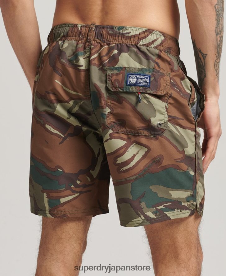 ヴィンテージバーシティリサイクルスイムショーツ 男性 Superdry 衣類 緑 2J62PZ437